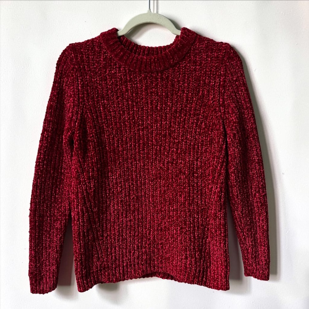 Talbots Sweater Women's Medium Red Chenille Cozy Festive Holiday Classic Preppy